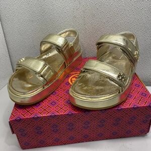 Tory Bruch Sandal Kira Sport US W 8 Gold